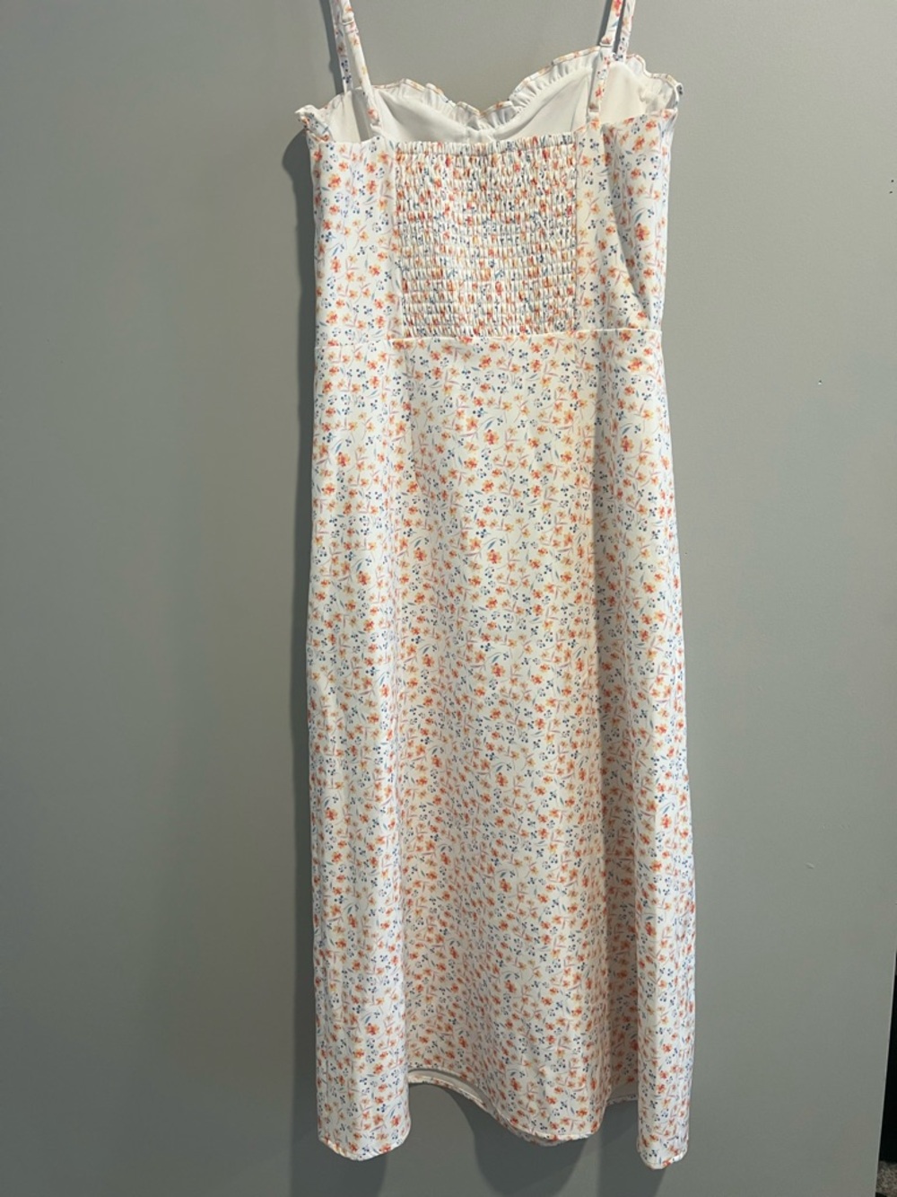 French Connection White Floral Slip Dress with Orange and Blue Accents - Picture 2 of 8